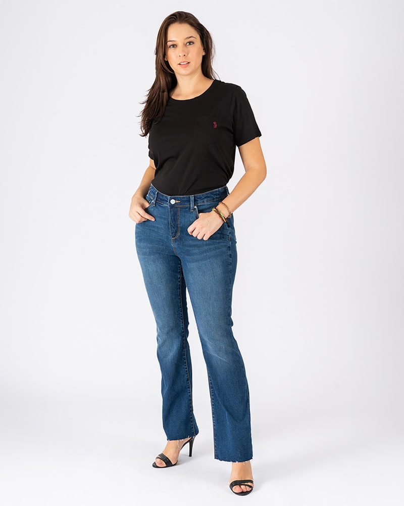 Front of a model wearing a size 16 High Rise Bootcut - Aubree in AUBREE by Slink Jeans. | dia_product_style_image_id:310846